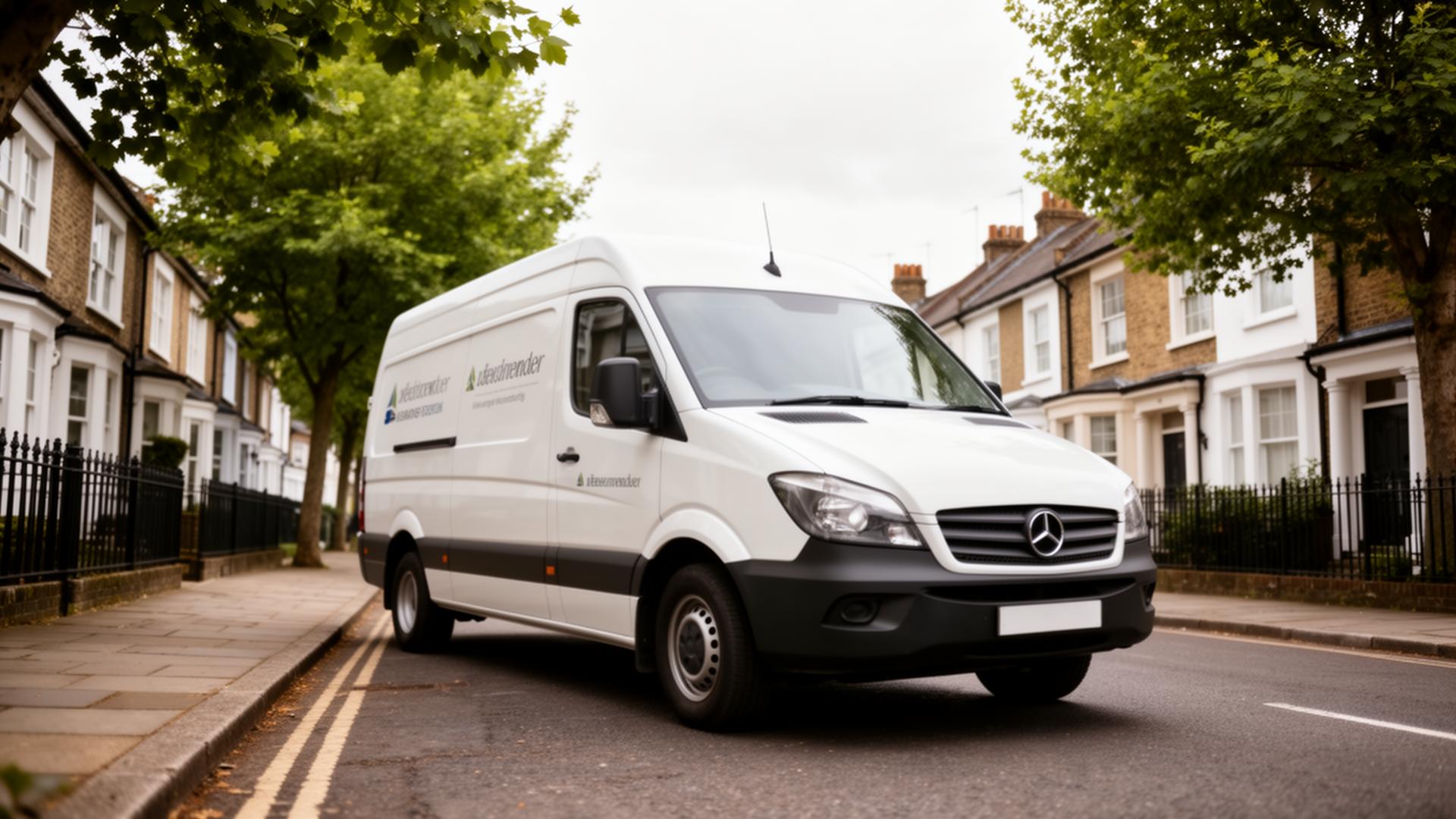 A professional tradesman's white work van parked on a typical residential street — representative of trades operating in Basildon